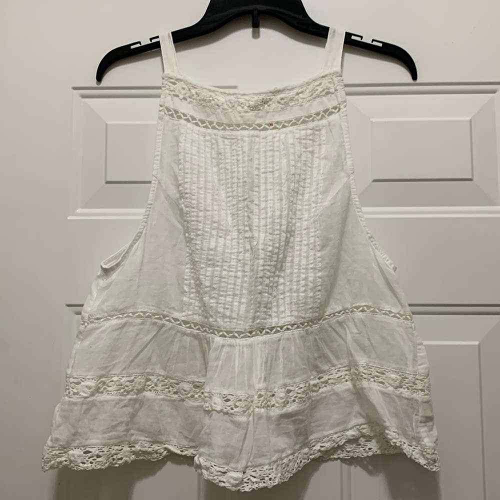 Free People 100% cotton ivory semi-sheer top size medium